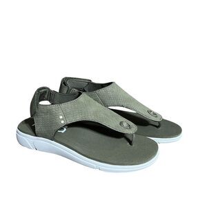New Ryka Margo Sling back Thong Women's Sandals Olive Green Textured Size 5.5